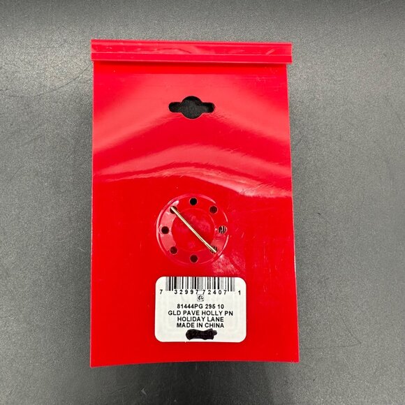 Christmas Brooch Pin Holiday Lane Holly Red Green Enamel Faux Pearls Rhinestones - Picture 4 of 7